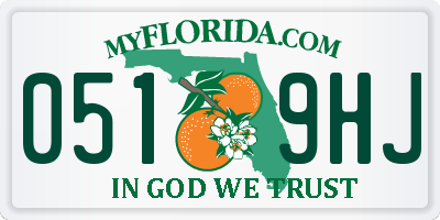 FL license plate 0519HJ