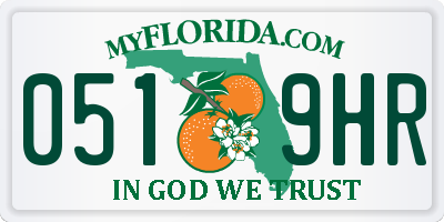 FL license plate 0519HR