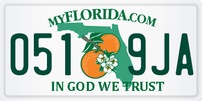 FL license plate 0519JA