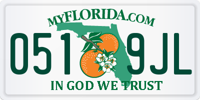 FL license plate 0519JL