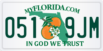 FL license plate 0519JM