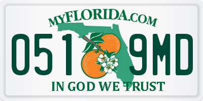 FL license plate 0519MD