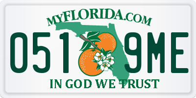 FL license plate 0519ME