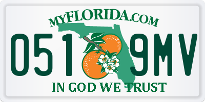 FL license plate 0519MV
