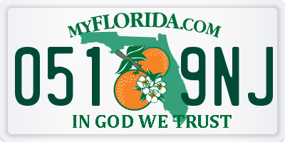 FL license plate 0519NJ