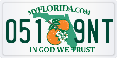 FL license plate 0519NT