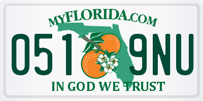 FL license plate 0519NU