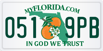 FL license plate 0519PB