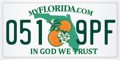 FL license plate 0519PF