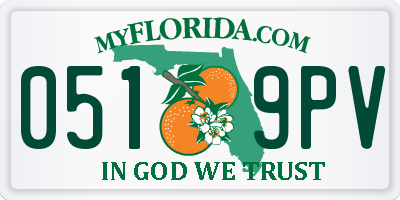 FL license plate 0519PV