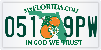 FL license plate 0519PW