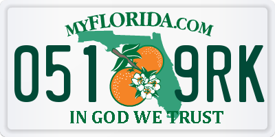 FL license plate 0519RK