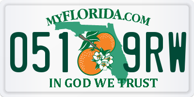 FL license plate 0519RW