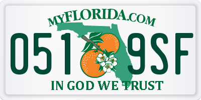 FL license plate 0519SF