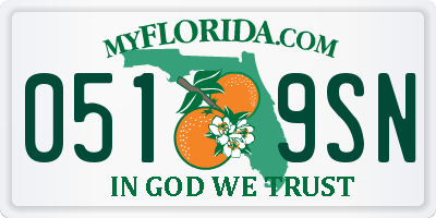 FL license plate 0519SN