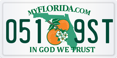 FL license plate 0519ST