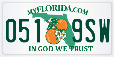 FL license plate 0519SW