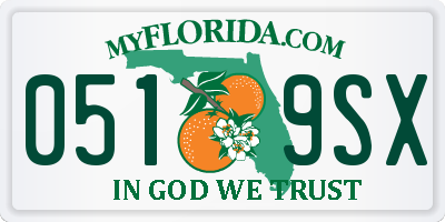 FL license plate 0519SX