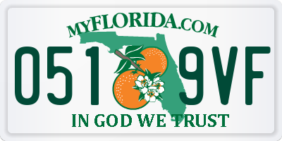FL license plate 0519VF