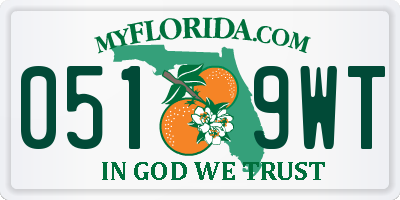 FL license plate 0519WT