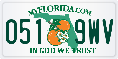 FL license plate 0519WV