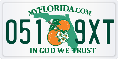 FL license plate 0519XT