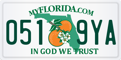 FL license plate 0519YA