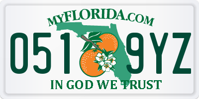 FL license plate 0519YZ