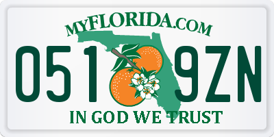 FL license plate 0519ZN