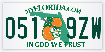 FL license plate 0519ZW