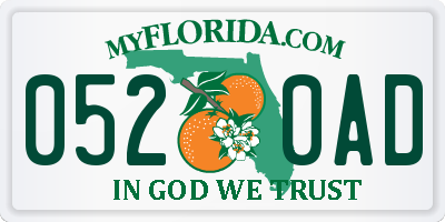 FL license plate 0520AD
