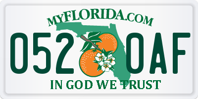 FL license plate 0520AF