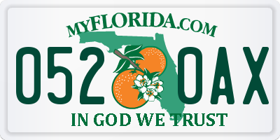 FL license plate 0520AX