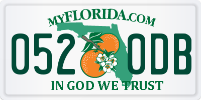 FL license plate 0520DB