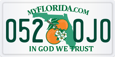 FL license plate 0520JO