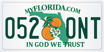 FL license plate 0520NT