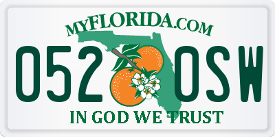 FL license plate 0520SW