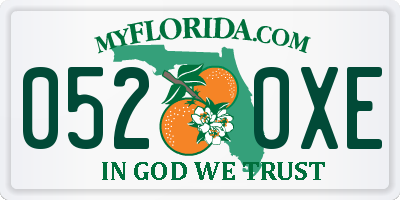 FL license plate 0520XE