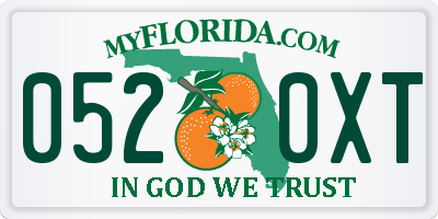 FL license plate 0520XT