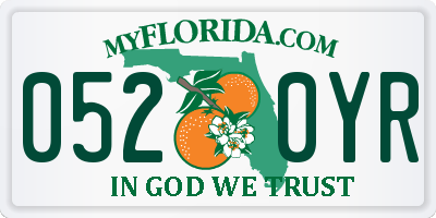 FL license plate 0520YR