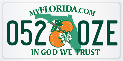 FL license plate 0520ZE