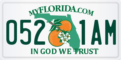 FL license plate 0521AM