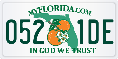 FL license plate 0521DE