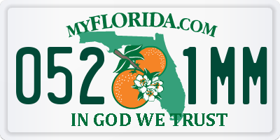 FL license plate 0521MM
