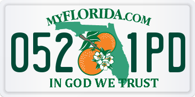FL license plate 0521PD