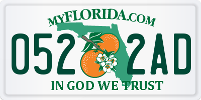 FL license plate 0522AD