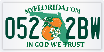FL license plate 0522BW