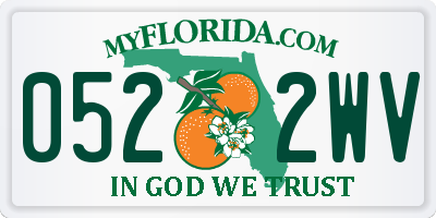 FL license plate 0522WV