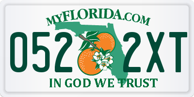 FL license plate 0522XT