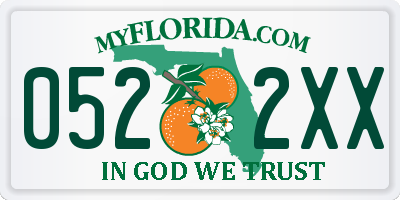 FL license plate 0522XX